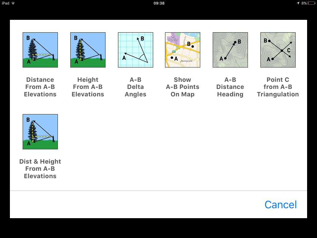 calcolatore di altezze e distanze theodolite iOS app